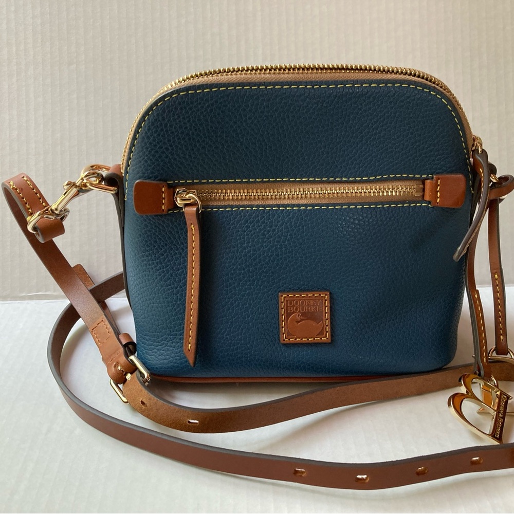 Dooney & Bourke domed Blue and Tan Crossbody Bag